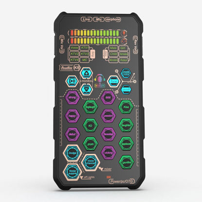 Picture of Portable Sound Card, K9 Live Sound Card Audio Mixer Voice Changer with Sound Effects for Karaoke Live Streaming Record Gaming, for Smartphone, PC