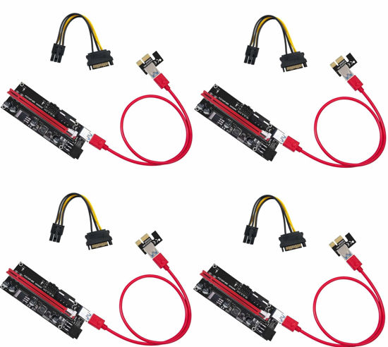 Picture of Newest Version USB Riser V009S 4 Pack ALB Vendor PCIE Riser 6 PIN + MOLEX GPU Mining ETH