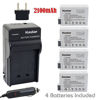 Picture of Kastar Battery (4-Pack) and Charger Kit Replacement for LP-E8, LPE8, LC-E8E, EOS 550D, EOS 600D, EOS 700D, EOS Rebel T2i, EOS Rebel T3i, EOS Rebel T4i, EOS Rebel T5i Cameras and BG-E8 Grip