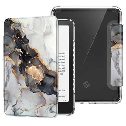 Picture of Fintie Case for 7" All-New Kindle Paperwhite (12th Generation, 2024) and Kindle Colorsoft Signature Edition, Ultra Clear Soft Light Transparent TPU Back Cover Auto Wake/Sleep, Cloudy Marble