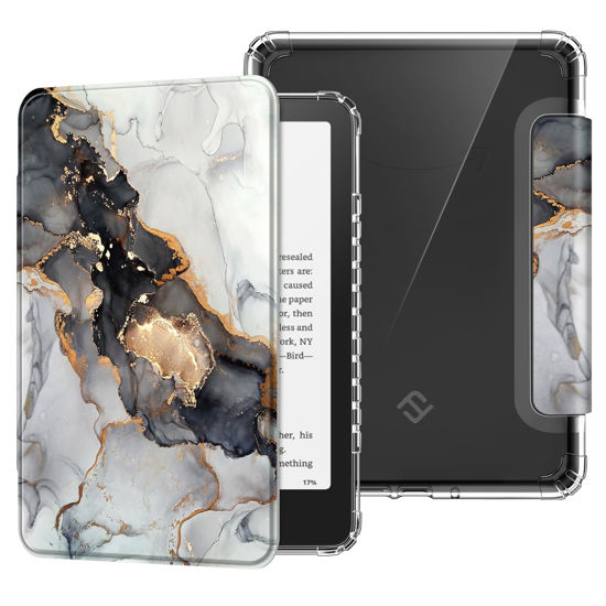Picture of Fintie Case for 7" All-New Kindle Paperwhite (12th Generation, 2024) and Kindle Colorsoft Signature Edition, Ultra Clear Soft Light Transparent TPU Back Cover Auto Wake/Sleep, Cloudy Marble