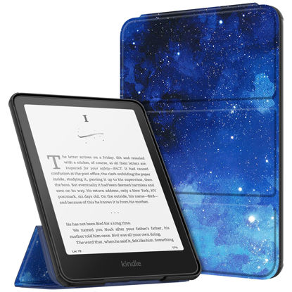 Picture of Fintie Trifold Case for 7" Kindle Paperwhite 2024 and Kindle Colorsoft Signature Edition - Ultra Lightweight Foldable Stand Cover Auto Wake/Sleep for Kindle Paperwhite 12th Gen., Starry Sky