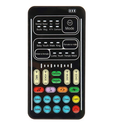 Picture of Lancoon Mini Voice Changer, Multifunctional Sound Card with 8 Different Sound Changes Effects Cool Lights Power Display Small for PS4 PC Computers Mobile Phone (Black)