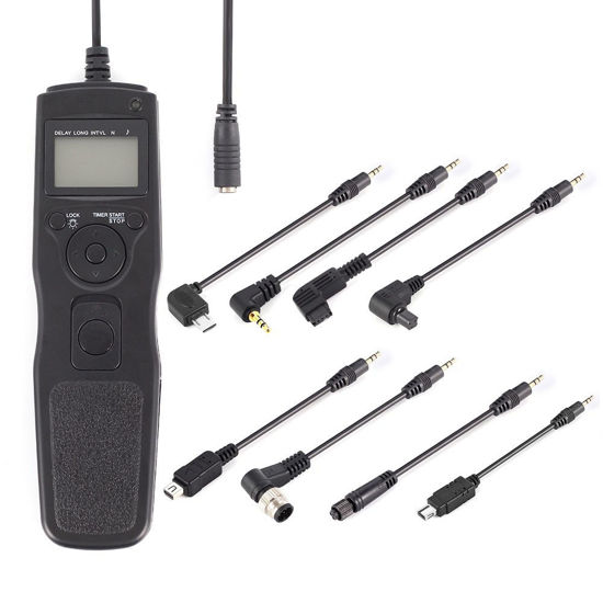 Picture of FocusFoto All-in-1 LCD Timer Remote Shutter Release Cord for Canon Nikon Sony Olympus + 8pcs Removable Cable Set (C1, C3, N1, N3, S1, S2, UC1, CB1)