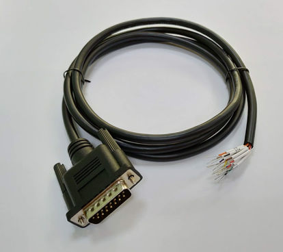 Picture of Compucableplususa.com Best Industrial Serial DB15 D-Sub15 Pin RS232 Serial Cable with Bare Wire - 28 AWG with Black PVC Jacket (Male, 10 Feet)