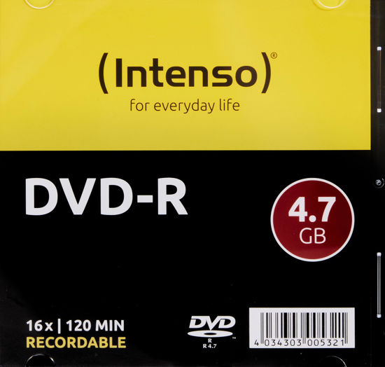 Picture of Intenso DVD-R 4.7 GB 16X Speed Single Layer Recordable DVD Media Slim Jewel Case (Pack of 10)