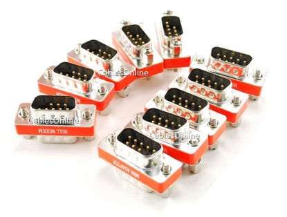 Picture of CablesOnline DB9 Null Modem Male to Male Slimline Data Transfer Adapter/Gender Changer, (10-Pack) (AD-N05M-10)