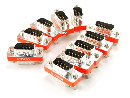 Picture of CablesOnline DB9 Null Modem Male to Male Slimline Data Transfer Adapter/Gender Changer, (10-Pack) (AD-N05M-10)