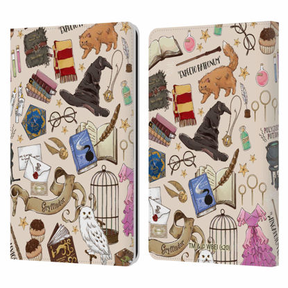 Picture of Head Case Designs Officially Licensed Harry Potter Hogwarts Pattern Deathly Hallows XXXVII Leather Book Wallet Case Cover Compatible with Kindle Paperwhite 1/2 / 3