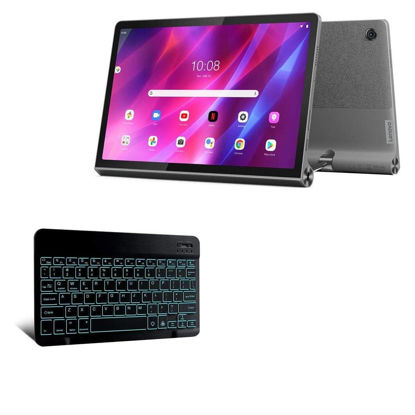 Picture of BoxWave Keyboard Compatible with Lenovo Yoga Tab 11 (ZA8W) - SlimKeys Bluetooth Keyboard - with Backlight, Portable Keyboard w/Convenient Back Light for Lenovo Yoga Tab 11 (ZA8W) - Jet Black