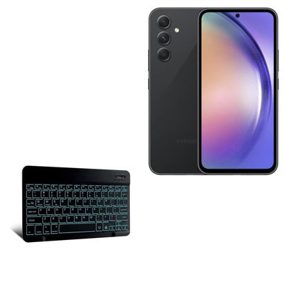 Picture of BoxWave Keyboard Compatible with Samsung Galaxy A54 5G - SlimKeys Bluetooth Keyboard - with Backlight, Portable Keyboard w/Convenient Back Light - Jet Black