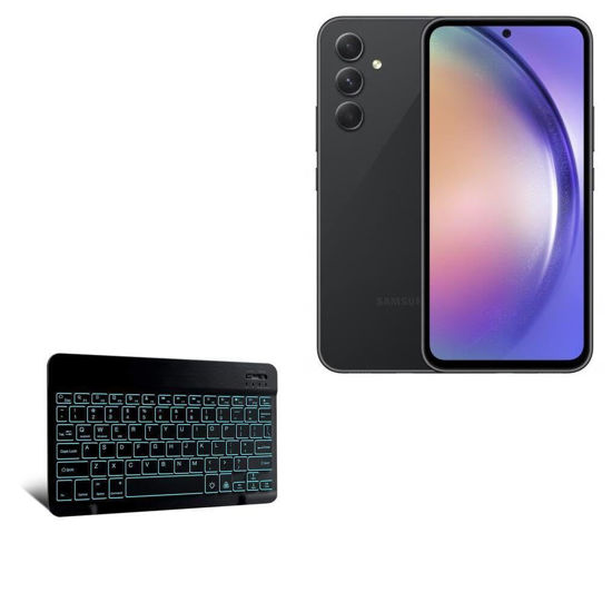 Picture of BoxWave Keyboard Compatible with Samsung Galaxy A54 5G - SlimKeys Bluetooth Keyboard - with Backlight, Portable Keyboard w/Convenient Back Light - Jet Black