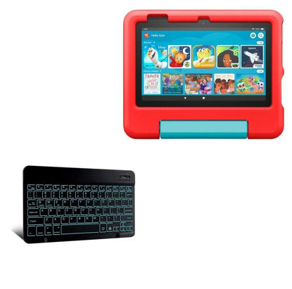 Picture of BoxWave Keyboard Compatible with Amazon Fire 7 Kids (12th Gen 2022) - SlimKeys Bluetooth Keyboard - with Backlight, Portable Keyboard w/Convenient Back Light - Jet Black
