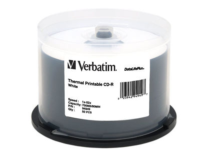 Picture of Verbatim CD-R 700MB 52X DataLifePlus White Thermal Printable - 50pk Spindle