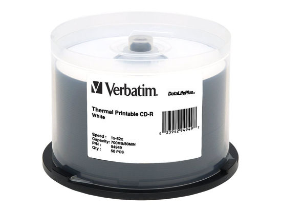 Picture of Verbatim CD-R 700MB 52X DataLifePlus White Thermal Printable - 50pk Spindle