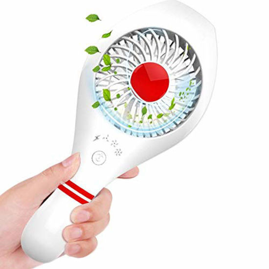 Picture of OONAISE Handheld Fan Portable Fan Bowling Standable Fan with LED Light 3 Speeds USB Rechargeable Battery Low Noise for Home Travel Bedroom Office