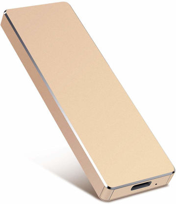 Picture of GANSO Mini External Hard Drive 2TB, Portable External Hard Drive USB 3.1/Type-C Slim Hard Drive Data Storage Compatible with PC, Laptop and Mac (2TB, A-Gold)