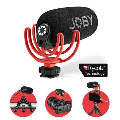 Picture of Joby Wavo On-Camera Vlogging Compact Microphone Super Cardioid Pattern with Rycote Duo-Lyre for Smartphone, CSC, Mirrorless, Vlogging, Youtuber, Podcast, IRL, Content Creators