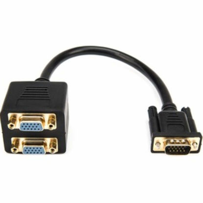 Picture of Rocstor Premium 1 ft VGA to 2X VGA Video Splitter Cable M/F - DB-15 Male - DB-15 Female - Black - V