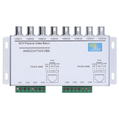 Picture of 8 Channel Passive Video Balun Twisted-Pair Transmitter, 720P 1080P High Definition AHD/CVI/TVI/CVBS, BNC RJ45 UTP Converter to Balanced Balun