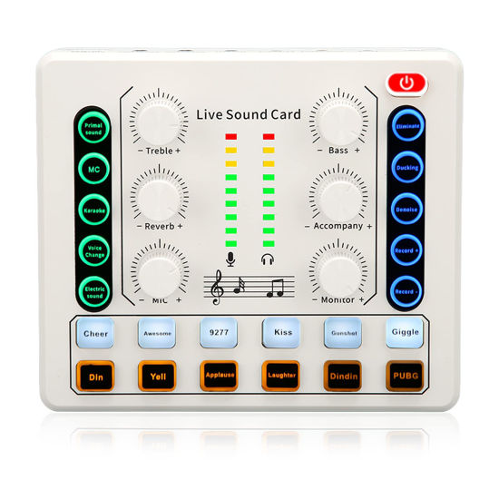 Picture of Live Sound Card, Mini Sound Mixer Board for Live Streaming, Podcast Microphone Sound Card with Multiple Sound Effects, PC External Sound Card, Voice Changer Sound Card for Podcasting Gaming Recording