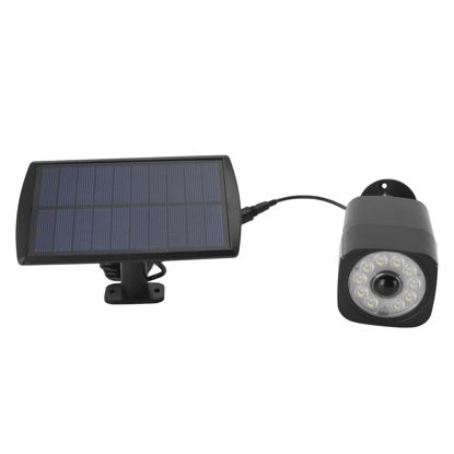 Picture of Pyhodi Solar Powered Fake Security Camera, Waterproof Dummy Cameras Solar Light with Motion Sensor, Simulated Camera Light with 3 Gear Working Mode for Courtyard, 30s Delay