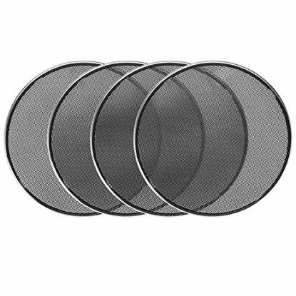 Picture of uxcell 4pcs 6.5" Speaker Grill Mesh Decorative Circle Woofer Guard Protector Cover Audio Parts Silver
