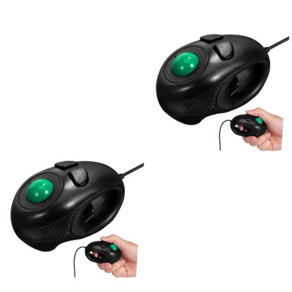 Picture of SOLUSTRE 2pcs USB trackball Ergonomic trackball Computer with Ball Roller Ball Handheld Finger USB Optical Travel DPI Mice trackball Gaming Wireless mouses USB Mini 4d Wired