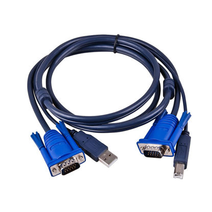 Picture of 1.5M/3M 5/10FT Feet 2 in 1 USB 2.0 Type A to B 4Pin KVM Standard VGA SVGA 15 Pin Switch Cable Fit Compatible PC Computer Printer Monitor (Size : 3M)