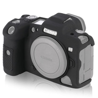 Picture of STSEETOP Camera Case for Canon R5 - Silicone Protective DSLR Skin Cover, Detachable Cage, Shockproof, Dustproof (Black)