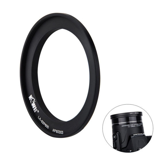 Picture of Filter Adapter Kiwifotos Lens Ring Adapter for Nikon Coolpix B700 P600 P610 P610S Fit for Any 62mm Threaded Filter or 62mm Lens Cap