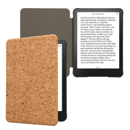Picture of kwmobile Cork Case Compatible with Amazon Kindle Paperwhite (12. Gen 2024) / Kindle Colorsoft - Book Style Protective e-Reader Flip Cover Folio Case - Light Brown