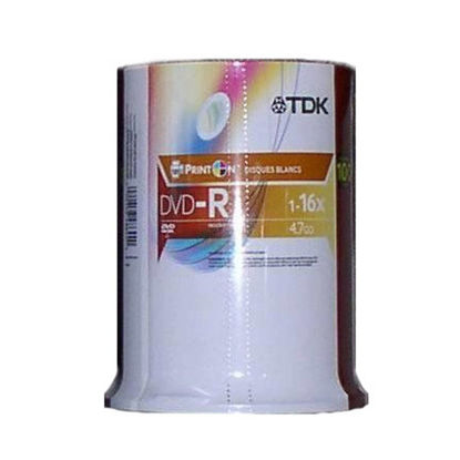 Picture of TDK Single Sided 16X DVD-R Printable Discs (100 Disc Spindle)