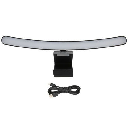Picture of Curved Monitor Light Bar, 3 Color Temperature LED Computer Desk Lamp Touch Control Monitor Lamp Type C Computer Light Clip on Keyboard Light