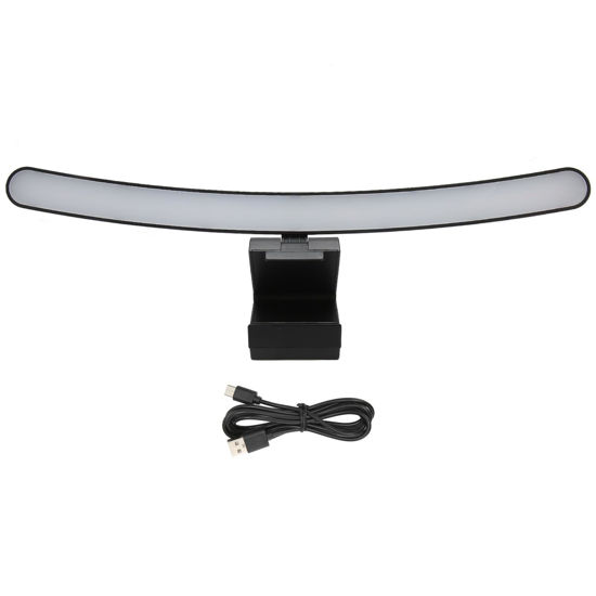 Picture of Curved Monitor Light Bar, 3 Color Temperature LED Computer Desk Lamp Touch Control Monitor Lamp Type C Computer Light Clip on Keyboard Light