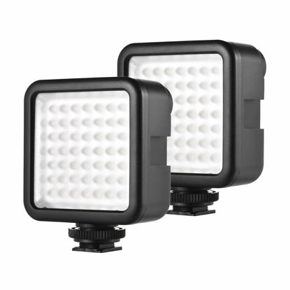 Picture of Andoer W49 Mini Interlock Camera LED Panel Light Dimmable Camcorder Video Lighting With Shoe Mount Adapter for Canon Nikon Sony A7 DSLR Pack of 2pcs