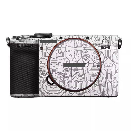 Picture of Camera Skin Wrap A7C2 Anti-Scratch Sticker Coat Vinly Protective Film Body Protector Decals Cover for Sony A7CR A7C II (Circuit White)