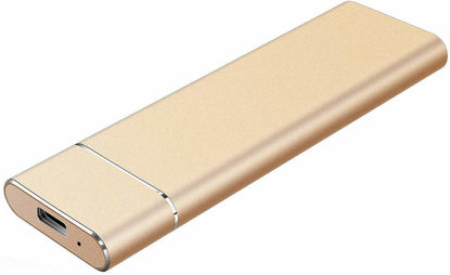 Picture of SURYAS Ultra Slim SSD External Solid State Drive 2TB, High Speed SSD Hard Drive USB 3.1 Type-C Hard Drive for PC, Mac, Desktop, Laptop (2TB-Gold)