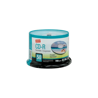 Picture of Staples Printable CD-R Recordable 50 Discs 80 Minutes 700MB
