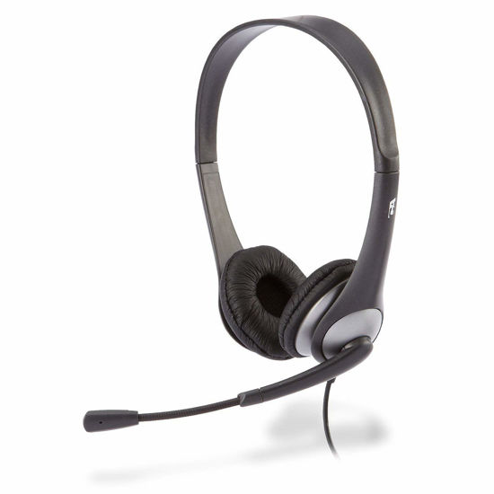 Picture of Cyber Acoustics - AC-201 Stereo Headset with Separate Headphone and Microphone Jacks, Great for K12 School Classroom and Education (AC-201) Silver