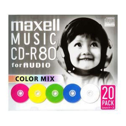 Picture of Maxell CDRA80MIX.S1P20S Music CD-R 80 Minute Color Mix 20 Sheets 5mm Case
