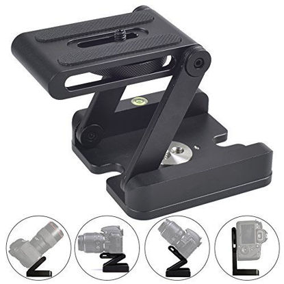 Picture of Zeeye Z Type Flex Tilt Tripod Head Aluminum Alloy Folding Z Tilt Pan Head Quick Release Plate with Spirit Level for DSLR Camera Camcorder Tripod Canon Nikon Sony