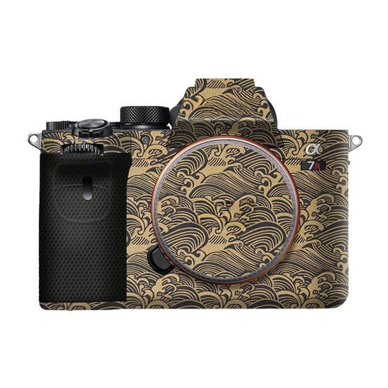 Picture of JERXTTON Anti-Scratch Camera Cover Skin Sticker for Sony Alpha A7RV A7R5 A7RM5 Protector Vinyl Film Skin Protective Decoration (Wave Gold)