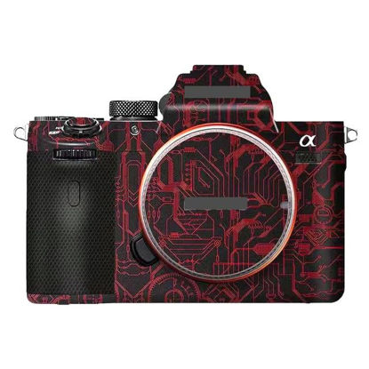 Picture of Anti-Scratch Camera Cover Skin Sticker for Sony Alpha 7 IV/A7M4/A7IV Camera Protector Film Skin (Circuit Red)