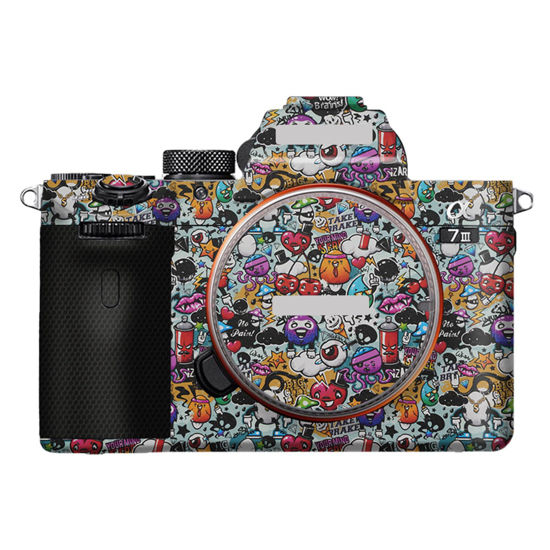 Picture of Camera Cover Skin Sticker for Sony A7III A7M3 A7R III Camera Protector Film Skin Anti-Scratch Protective Decoration A7 III A7R3(Graffiti White)