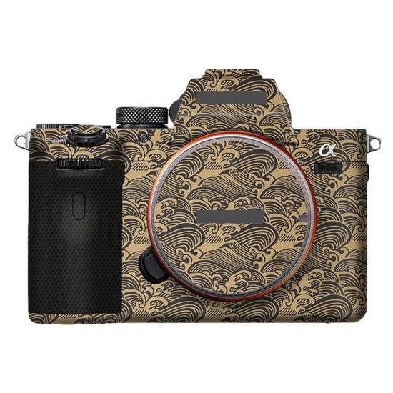 Picture of Anti-Scratch Camera Cover Skin Sticker for Sony Alpha 7 IV/A7M4/A7IV Camera Protector Film Skin (Wave Gold)