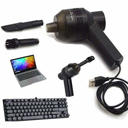 Picture of Zeerkeer Keyboard Vaccum Cleaner Wired, USB Power Supply Computer Vacuum Cleaner Kit with 2 Nozzles, Portable Hand Held Mini Air Duster for Computer, Car, Piano, Dust, Hairs, Scraps