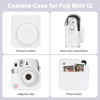Picture of HIYQIN 8 in 1- Camera Case and Accessories Compatible with Fujifilm Instax Mini 12, Mini 12 Case/Photo Album/Photo Frame & Stickers/Lens Filter/Selfie Mirror - White