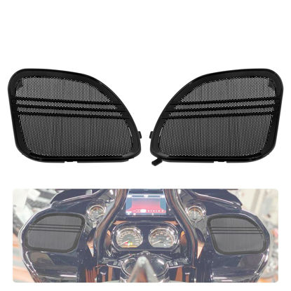 Picture of Front Speaker Grills Cover with Tri-line Trim Compatible with Harley Road Glide FLTRX FLTRXS 2015-2021 Black