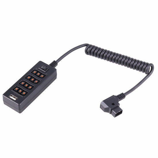 Picture of Fotga Male D-tap to 4 Female D-tap USB Output Power Cable Distributor Splitter Hub Box for Anton Bauer V Mount Batteries Plate with Power Switch